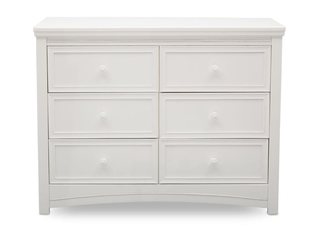Delta Children White Ambiance (108) Lindsey 6 Drawer Dresser, Straight View a2a