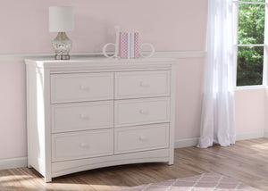 Delta Children White Ambiance (108) Lindsey 6 Drawer Dresser, Room View a1a 5