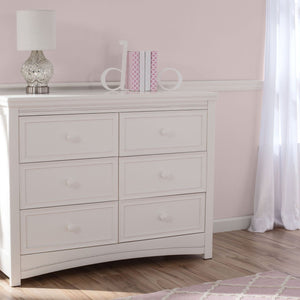 Delta Children White Ambiance (108) Lindsey 6 Drawer Dresser, Room View a1a 14-Lindsey 6 Drawer Dresser