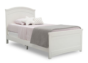 Delta Children Bianca White (130) Lindsey Twin Bed, Angled View, b2b 13