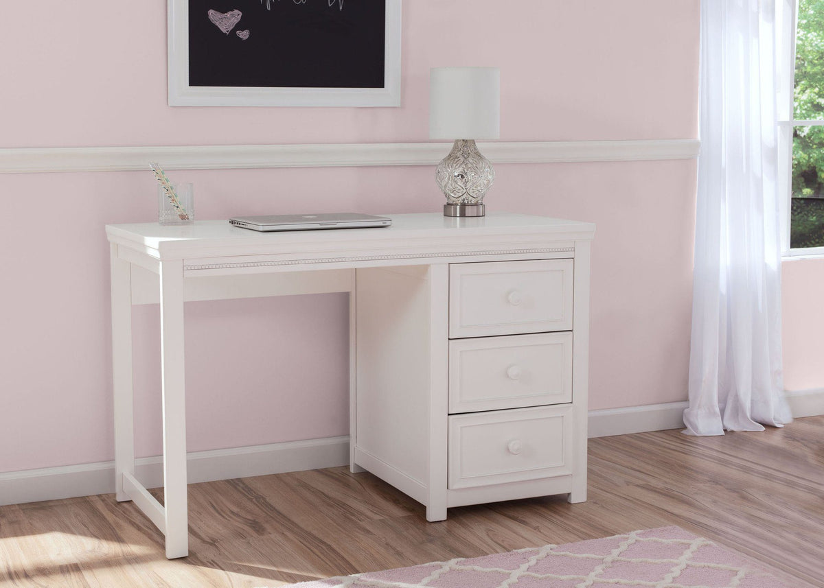 Delta Children White Ambiance (108) Lindsey Desk, Room View, a1a