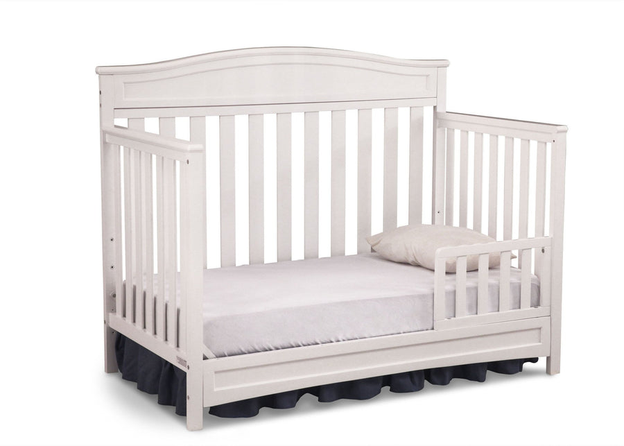 Delta Children White (100) Essington 4-in-1 Crib angled conversion to toddler bed a4a  4-Essington 4-in-1 Crib