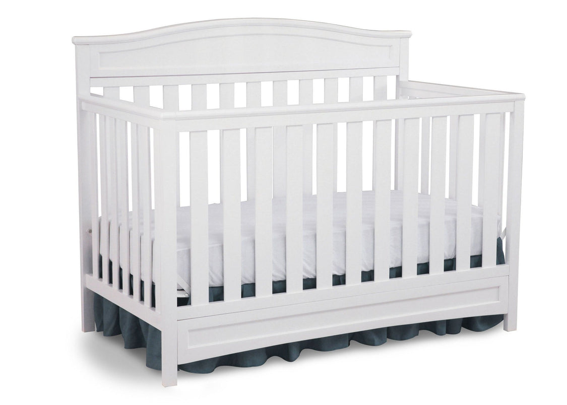 Delta Children White (100) Essington 4-in-1 Crib Side View a3a