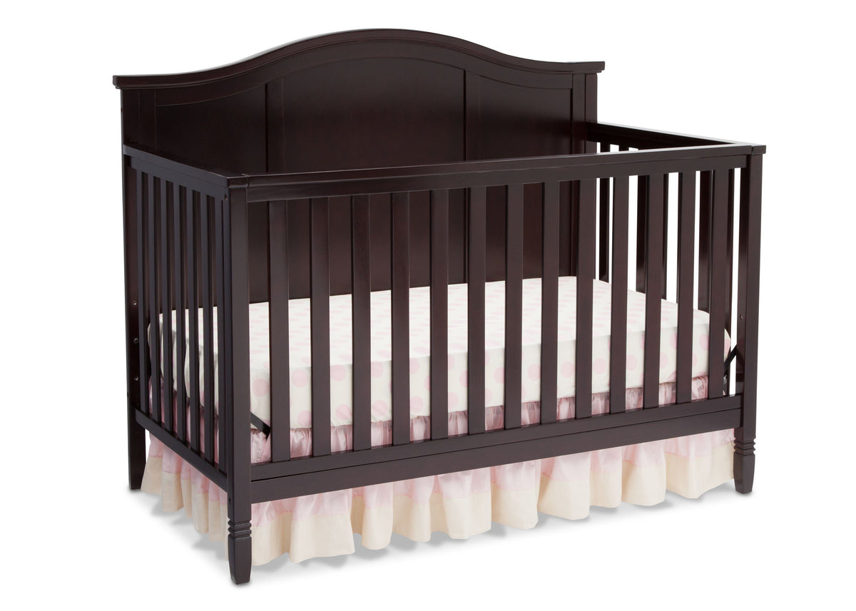 Delta Children Dark Chocolate (207) Maverick 4-in-1 Crib, angled view, a2a
