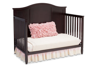 Delta Children Dark Chocolate (207) Maverick 4-in-1 Crib, angled conversion to daybed, a5a 4