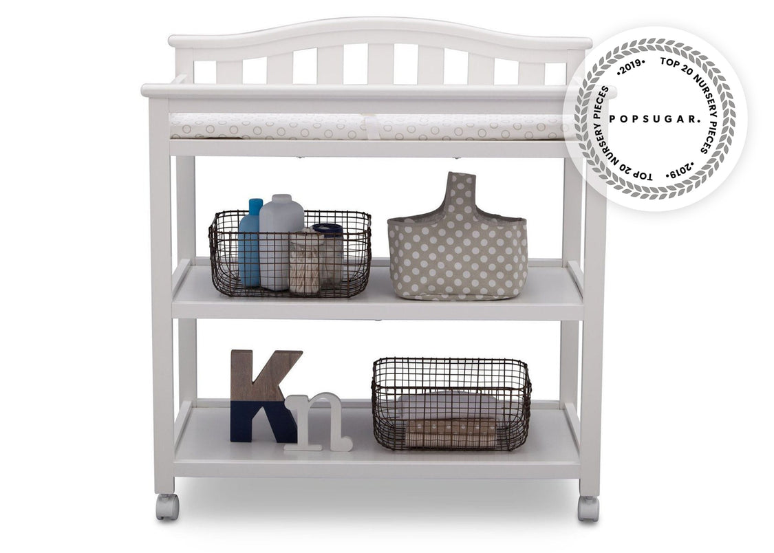 Delta Children Bianca White 130 Independence Changing Table Front View b2b