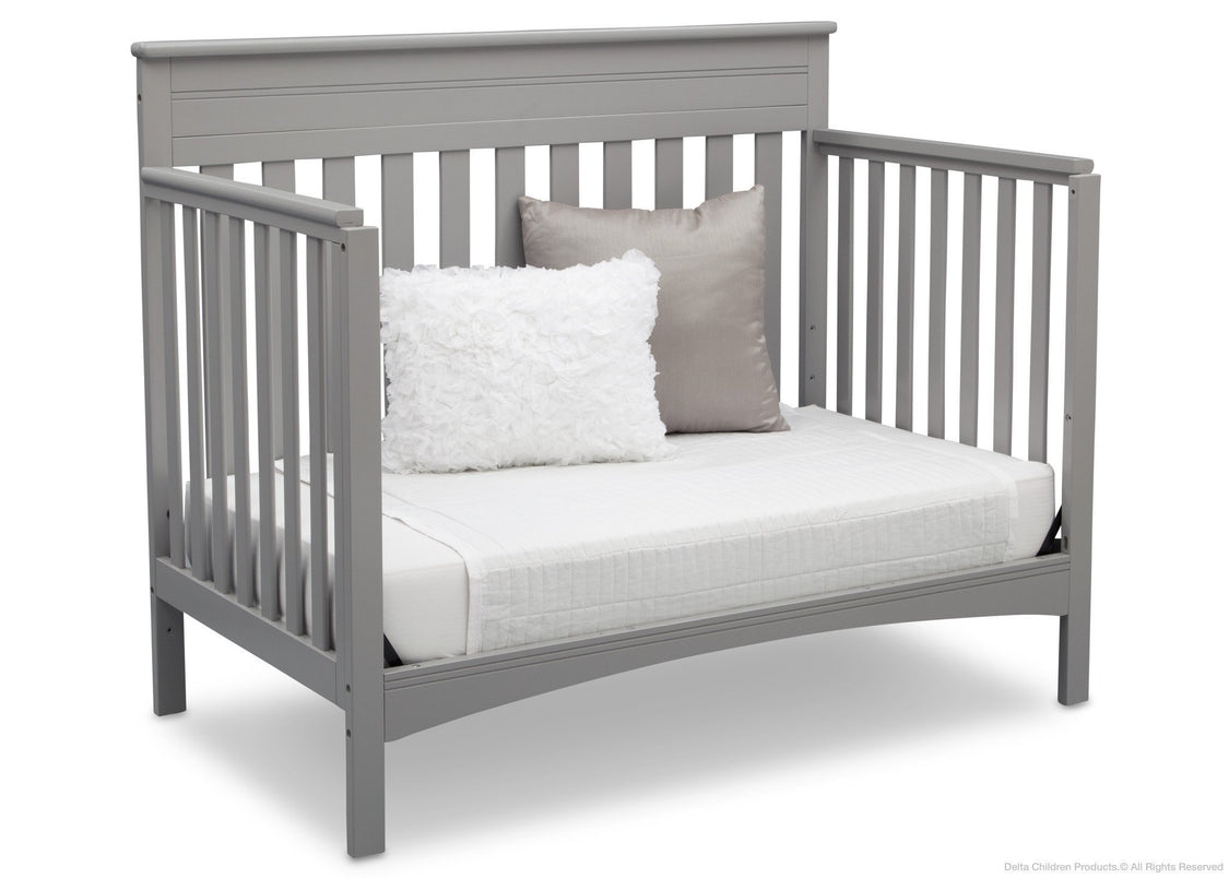 Delta Children Grey (026) Fabio 4-in-1 Crib Side View, Day Bed Conversion c5c