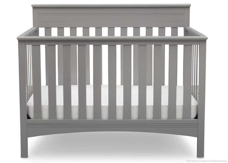 Delta Children Grey (026) Fabio 4-in-1 Crib Front View, Crib Conversion c2c 7-Fabio 4-in-1 Crib