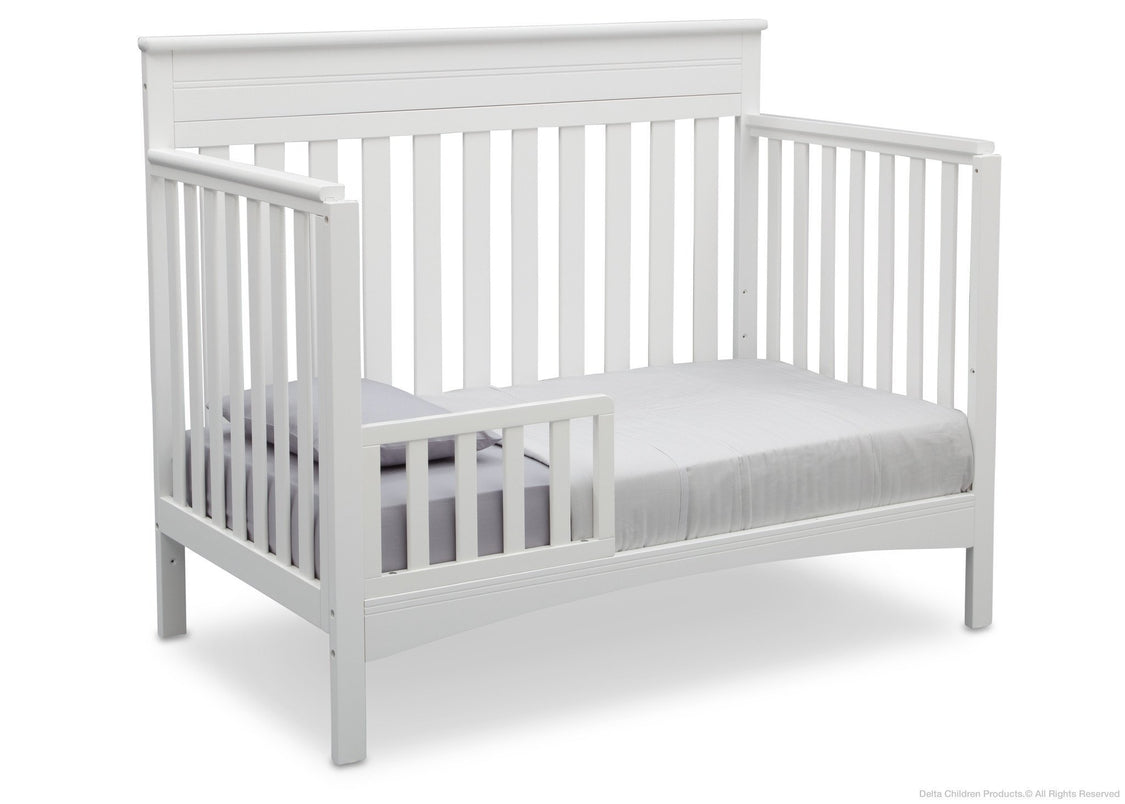Delta Children Bianca (130) Fabio 4-in-1 Crib Side View, Toddler Bed Conversion with Toddler Guardrail b4b