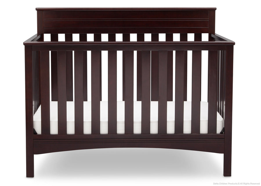 Delta Children Dark Chocolate (207) Fabio 4-in-1 Crib Front View, Crib Conversion d2d 19-Fabio 4-in-1 Crib