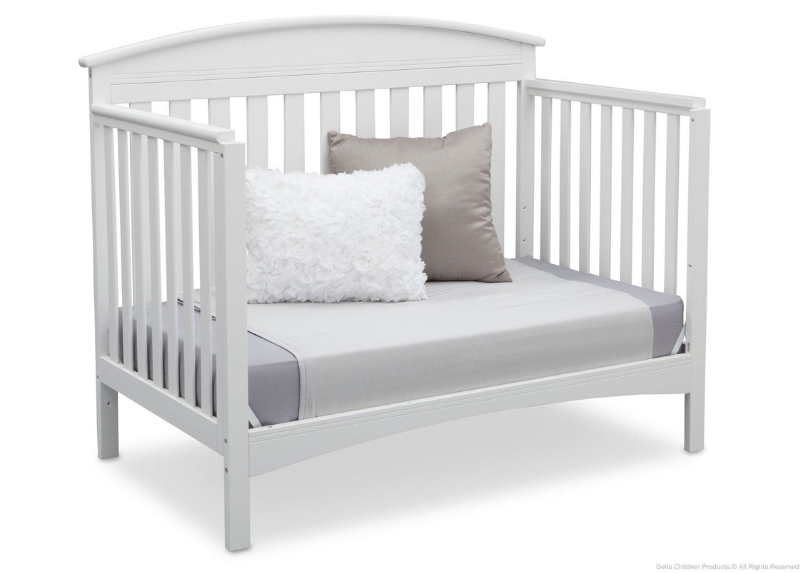 Delta Children Bianca White (130) Abby 4-in-1 Crib Daybed Conversion Side View b4b