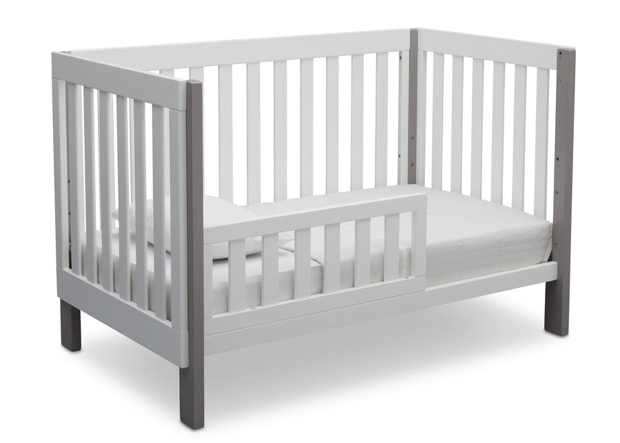 Delta Children Bianca with Grey (166) Bellevue 3-in-1 Crib, Toddler Bed Angled View b5b 10-Bellevue 3-in-1 Crib