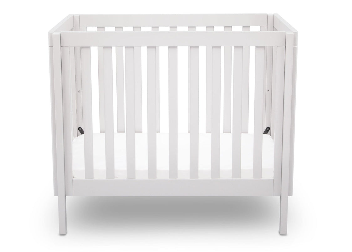 Delta Children White (130) Bennington Elite Mini Crib with Mattress, Front View, a2a