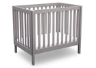 Delta Children Grey (180) Bennington Elite Mini Crib with Mattress, Angled View, c3c 2-Bennington Elite Mini Crib with Mattress