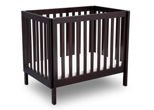 Delta Children Dark Espresso (958) Bennington Elite Mini Crib with Mattress, Angled View, b3b 0