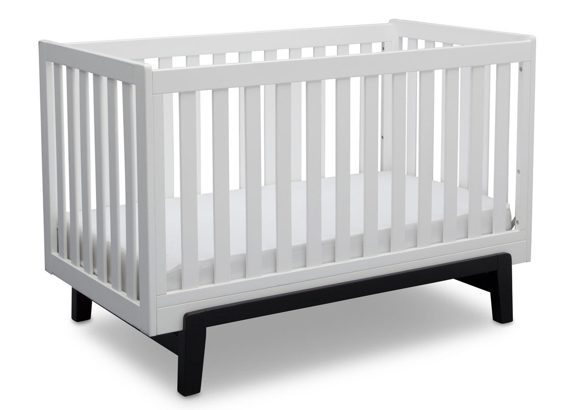 Delta Children Bianca White with Ebony (149) Aster 3-in-1 Crib, Angled Crib View a4a