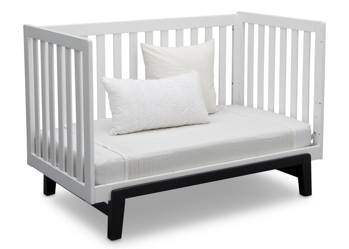Delta Children Bianca White with Ebony (149) Aster 3-in-1 Crib, Daybed Conversion a7a