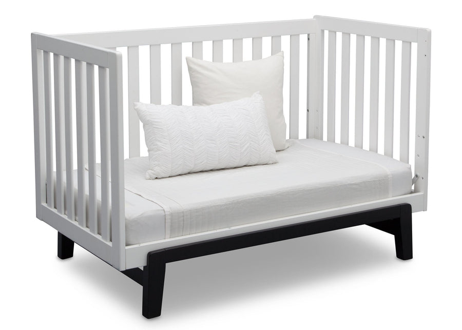 Delta Children Bianca White with Ebony (149) Aster 3-in-1 Crib, Daybed Conversion a7a 7-Aster 3-in-1 Convertible Crib