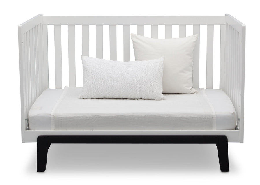 Delta Children Bianca White with Ebony (149) Aster 3-in-1 Crib, Daybed Conversion 8-Aster 3-in-1 Convertible Crib