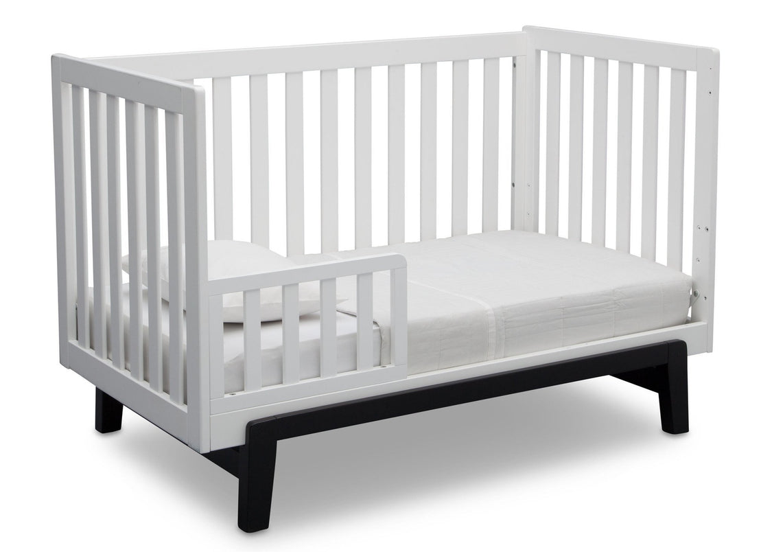 Delta Children Bianca White with Ebony (149) Aster 3-in-1 Crib, Toddler Bed Conversion a5a