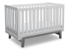 Delta Children Bianca White with Grey (166) Aster 3-in-1 Crib,  Angled Crib View b4b 10-Aster 3-in-1 Convertible Crib