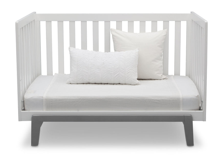 Delta Children Bianca White with Grey (166) Aster 3-in-1 Crib, Daybed Conversion  14-Aster 3-in-1 Convertible Crib