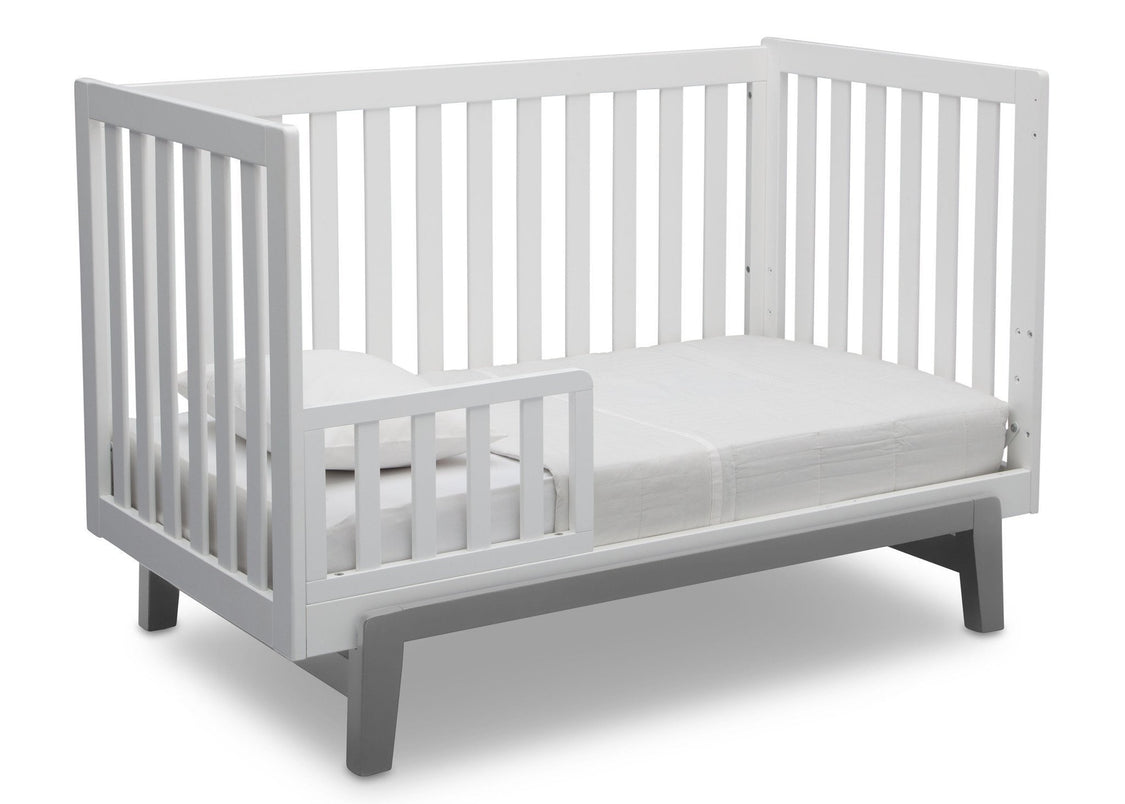 Delta Children Bianca White with Grey (166) Aster 3-in-1 Crib, Toddler Bed Conversion b6b