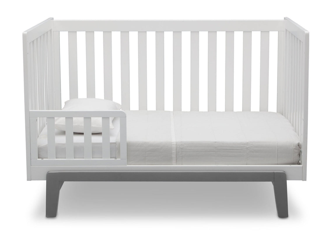 Delta Children Bianca White with Grey (166) Aster 3-in-1 Crib, Toddler Bed Conversion