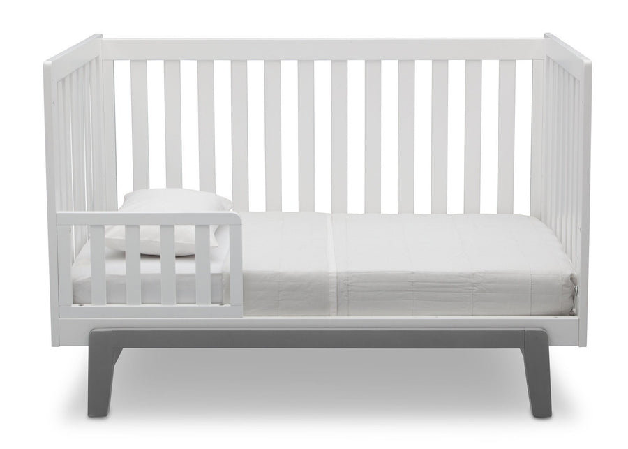 Delta Children Bianca White with Grey (166) Aster 3-in-1 Crib, Toddler Bed Conversion 12-Aster 3-in-1 Convertible Crib