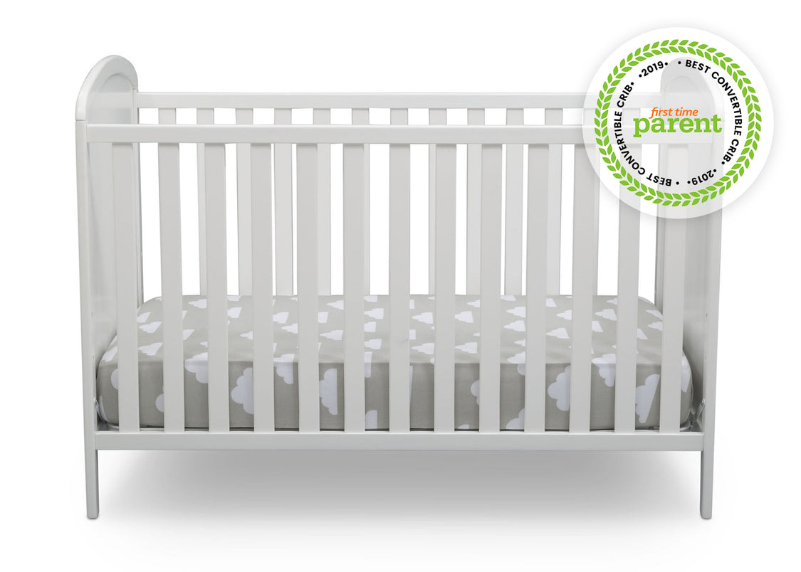 Delta Children Bianca White with Pooh 1301 Disney Winnie The Pooh 3-in-1 Convertible Baby Crib by Delta Children, Front Crib View a2a