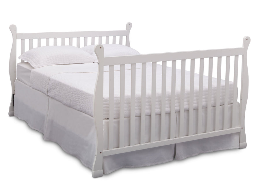 Delta Children Bianca (130) Riverside 4-in-1 Crib, angled conversion to full size bed, a6a 7-Riverside 4-in-1 Crib