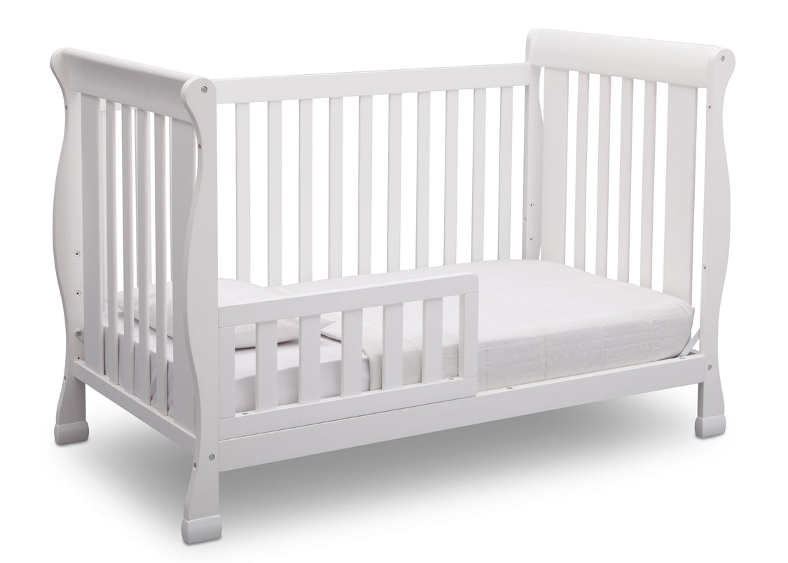 Delta Children Bianca (130) Riverside 4-in-1 Crib, angled conversion to toddler bed, a4a