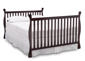 Delta Children Dark Chocolate (207) Riverside 4-in-1 Crib, angled conversion to full size bed, b6b 13