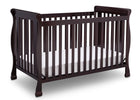 Delta Children Dark Chocolate (207) Riverside 4-in-1 Crib, angled view, b3b 10-Riverside 4-in-1 Crib