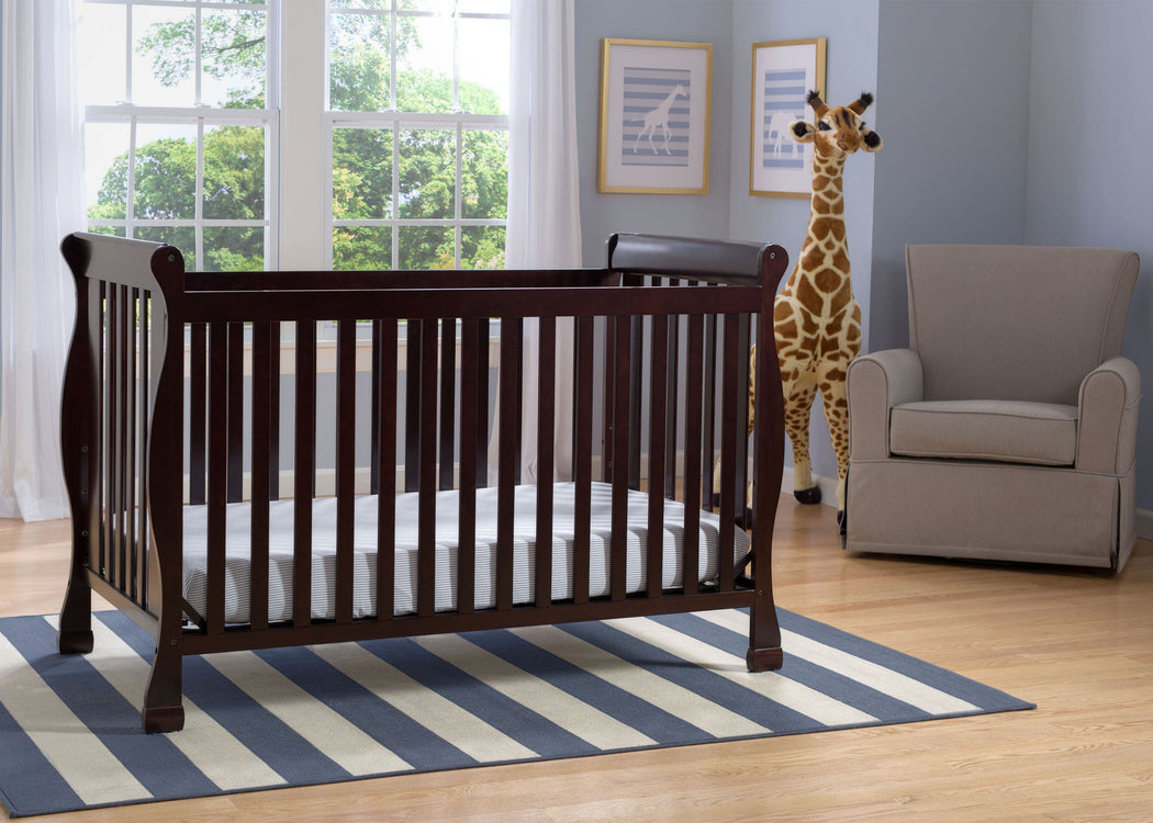 Delta Children Dark Chocolate (207) Riverside 4-in-1 Crib, room view, b1b