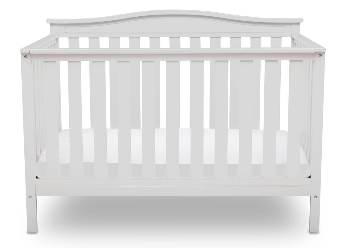 Delta Children Bianca White (130) Independence 4-in-1 Convertible Crib, Straight Crib View b3b