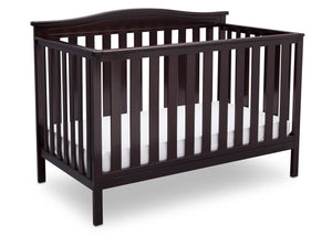 Delta Children Dark Chocolate (207) Independence 4-in-1 Convertible Crib, Angled Crib View c4c 16