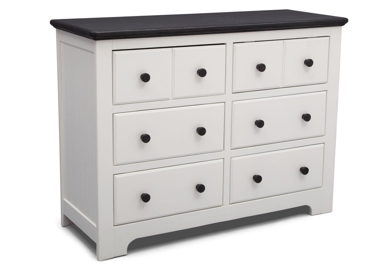 Delta Children Bianca with Rustic Ebony (135) Providence 6 Drawer Dresser, Angled View a3a