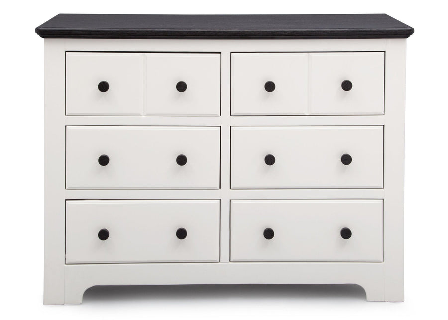 Delta Children Bianca with Rustic Ebony (135) Providence 6 Drawer Dresser, Front View a2a 2-Providence 6 Drawer Dresser