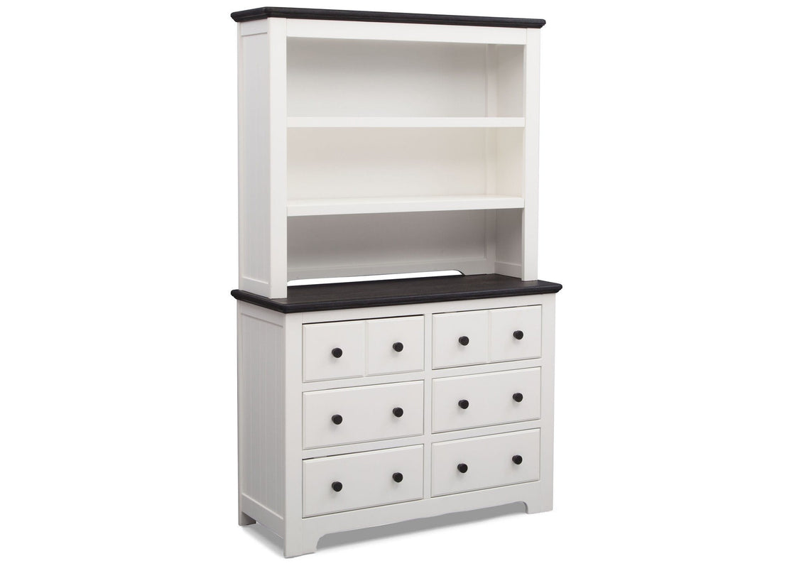 Delta Children Bianca with Rustic Ebony (135) Providence 6 Drawer Dresser, with Bookcase/Hutch a5a