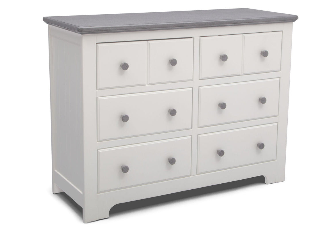 Delta Children Bianca with Rustic Haze (136) Providence 6 Drawer Dresser, Angled View b3b