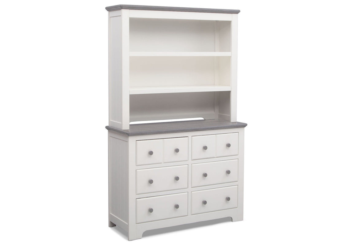 Delta Children Bianca with Rustic Haze (136) Providence 6 Drawer Dresser, with Bookcase/Hutch b5b