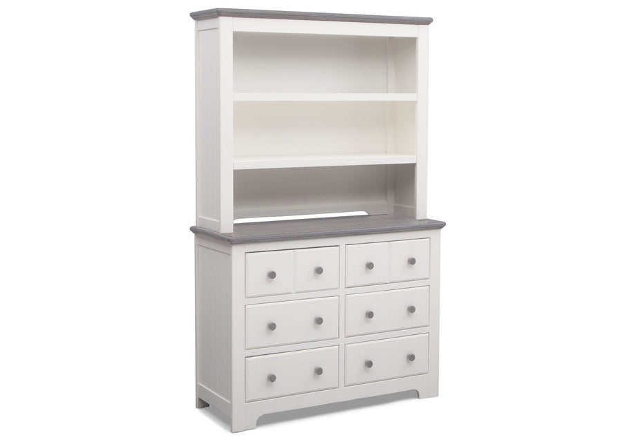 Delta Children Bianca with Rustic Haze (136) Providence 6 Drawer Dresser, with Bookcase/Hutch b5b 8-Providence 6 Drawer Dresser