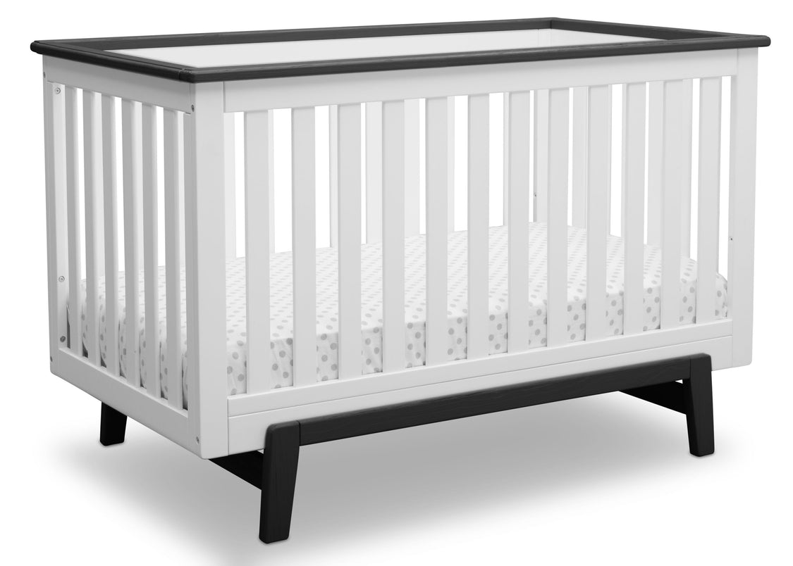 Delta Children Bianca with Rustic Ebony (135) Providence Classic 4-in-1 Convertible Crib (548650), Right Angle, a3a