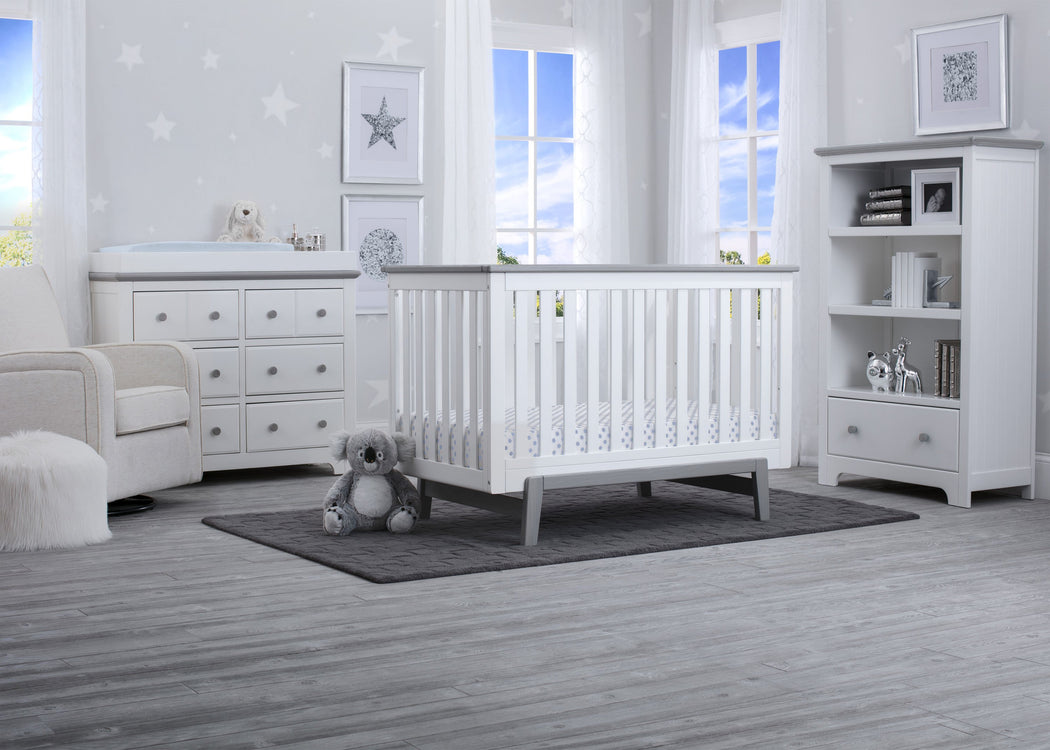 Delta Children Bianca with Rustic Haze (136) Providence Classic 4-in-1 Convertible Crib (548650), Room, b1b