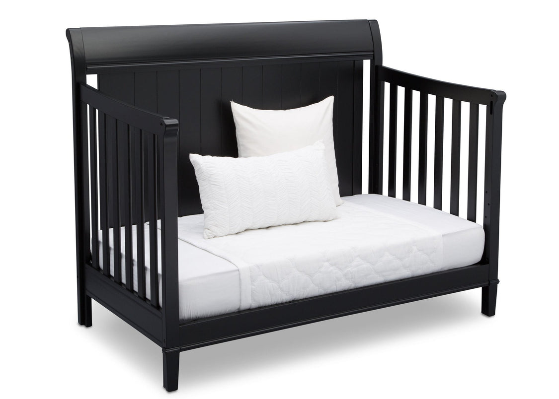 Delta Children Ebony (0011) New Haven 4-in-1 Crib, Angled Conversion to Daybed, a5a