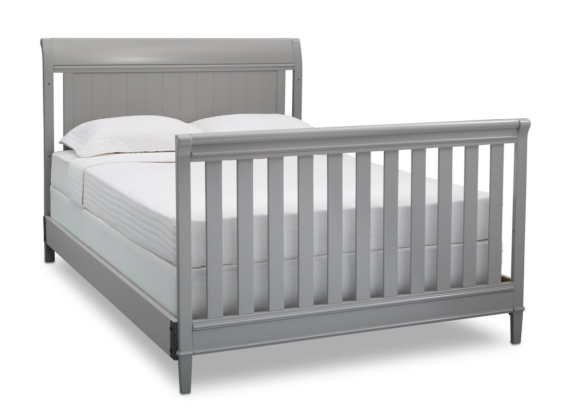 Delta Children Grey (026) New Haven 4-in-1 Crib, Angled Conversion to Full Size Bed, b6b