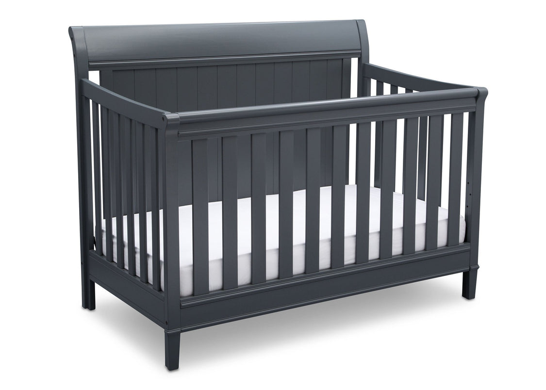 Delta Children Charcoal (029) New Haven 4-in-1 Crib, Angled View, c3c