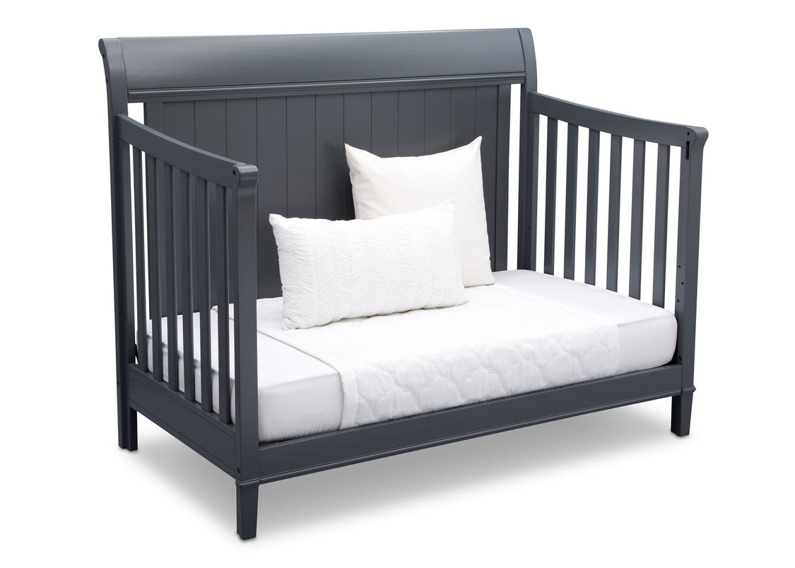 Delta Children Charcoal (029) New Haven 4-in-1 Crib, Angled Conversion to Daybed, c5c