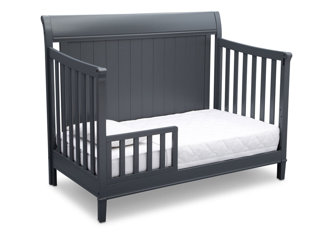 Delta Children Charcoal (029) New Haven 4-in-1 Crib, Angled Conversion to Toddler Bed, c4c